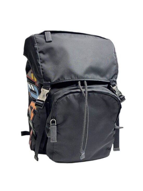 Prada Logo Patch Backpack Black main image 11